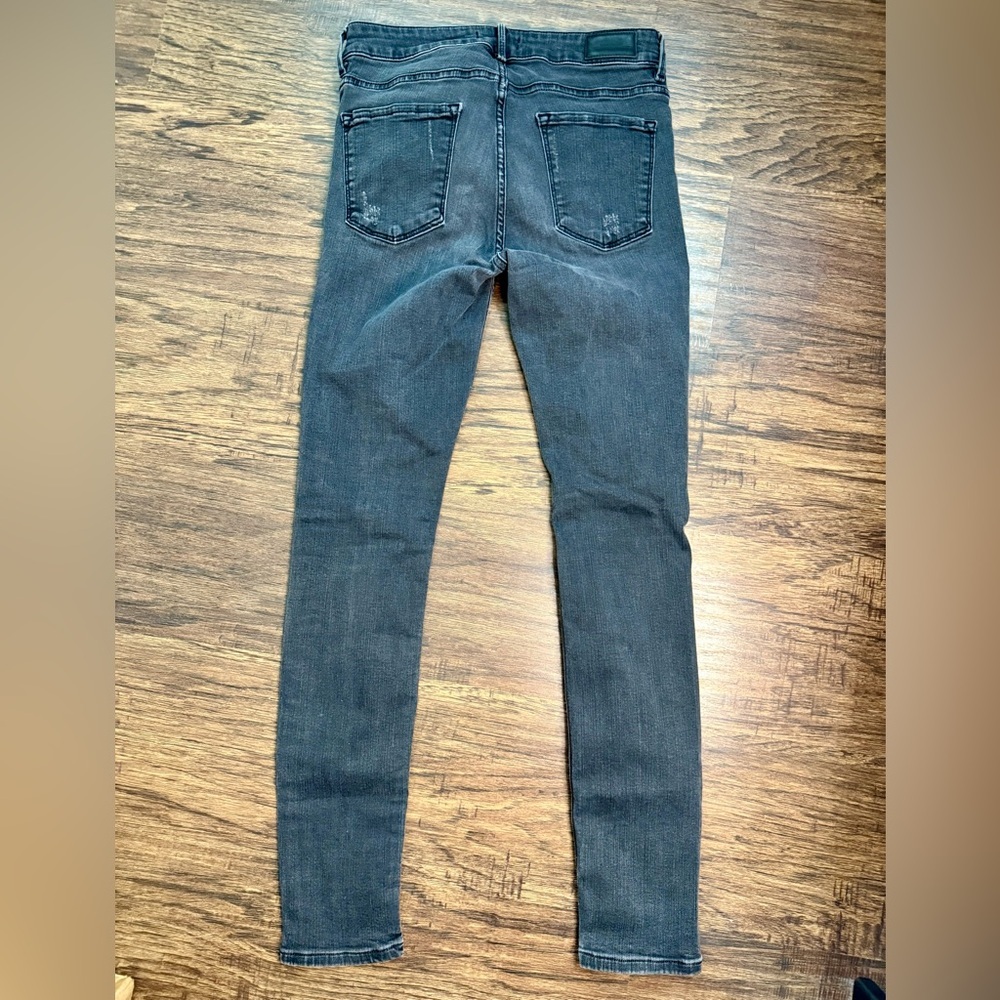 Zara Vintage Faded Black Distressed Ripped Skinny Jeans- tag size 6 - Picture 2 of 8
